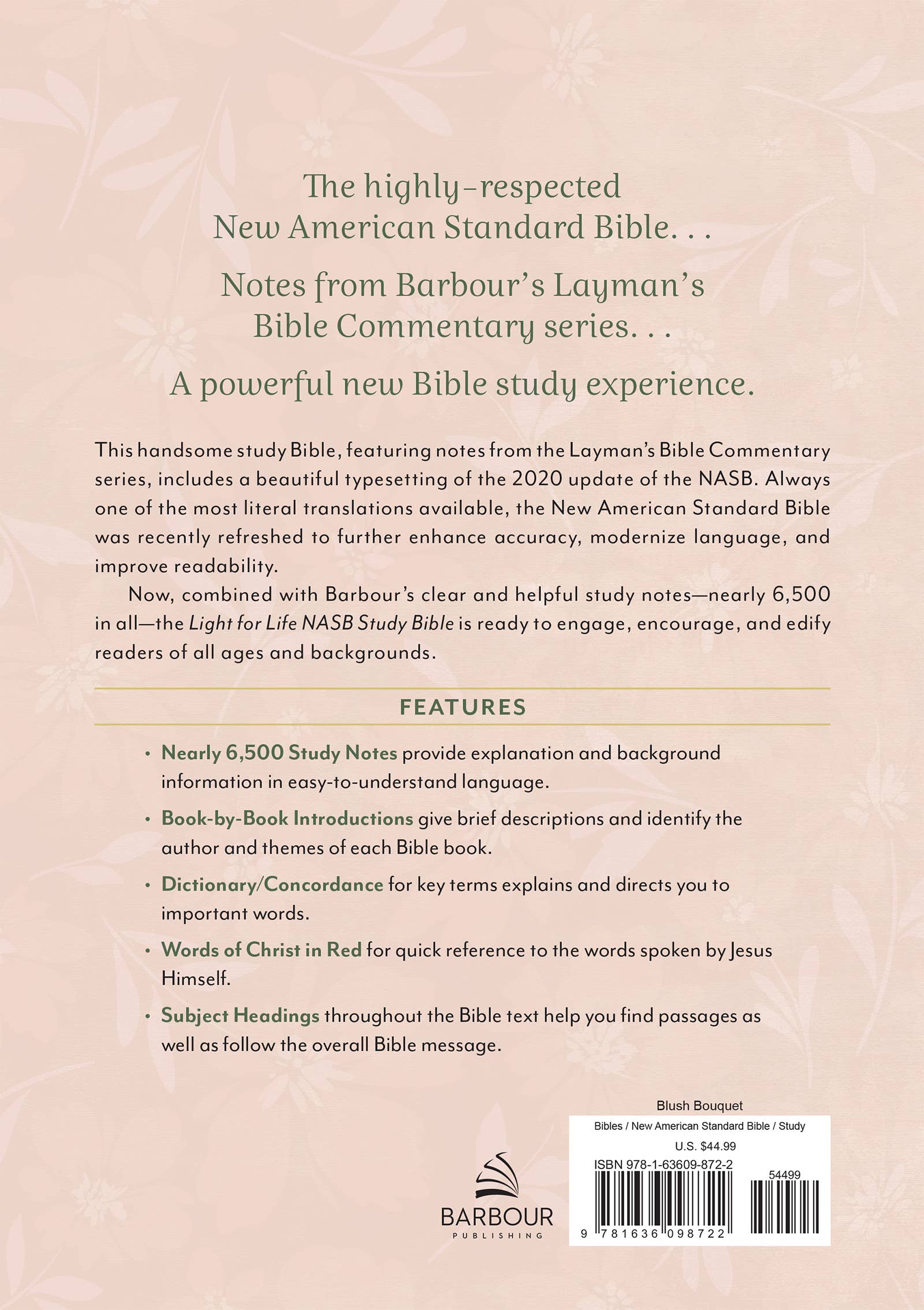 Light for Life NASB Study Bible (Blush Bouquet)