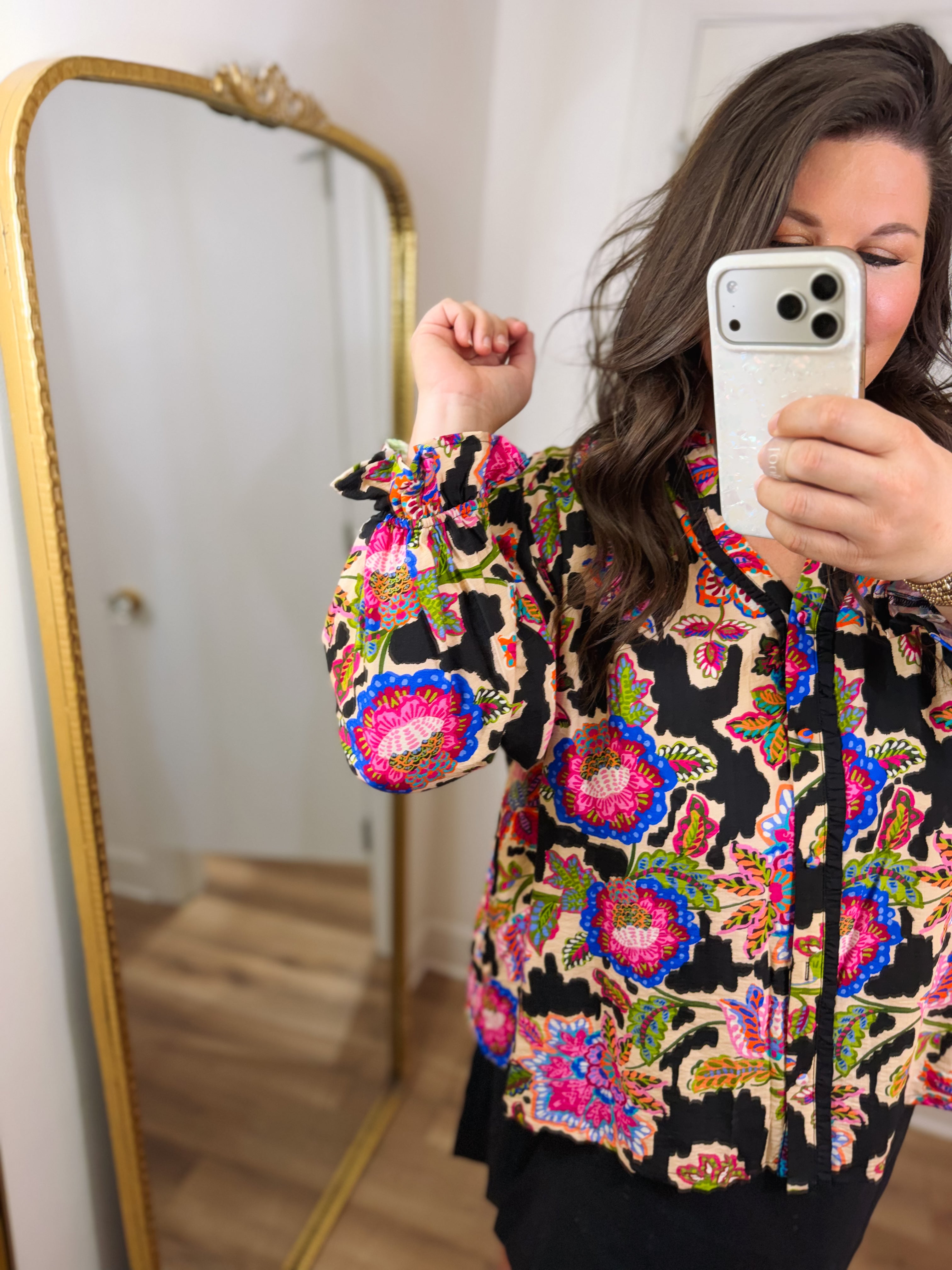 The Franny Floral Top (S-2X)