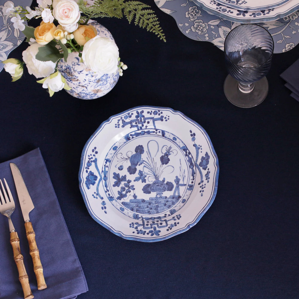 VIDA Faenza 9" Salad Plate in White & Blue by Beatriz Ball
