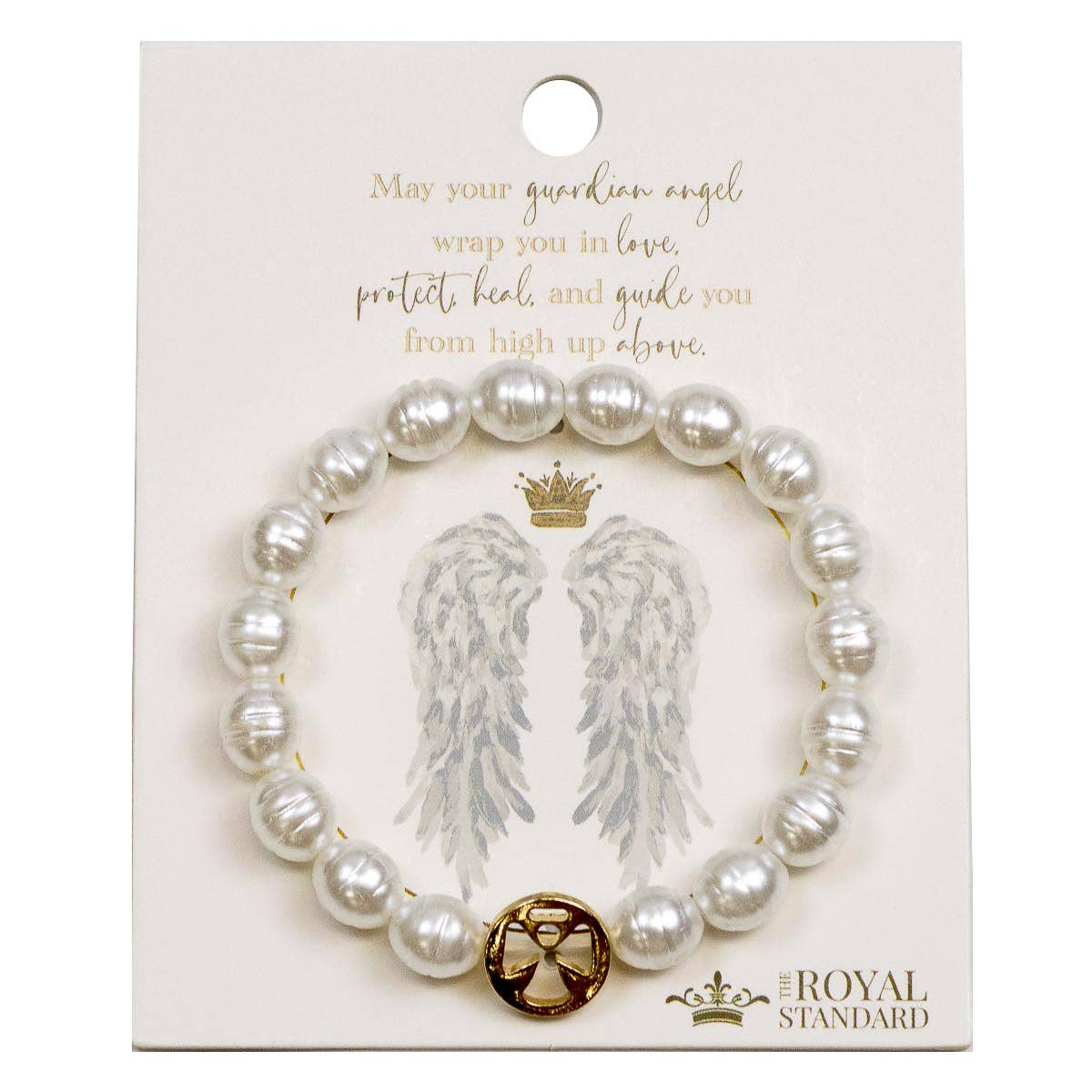 White & Gold Guardian Angel Bracelet