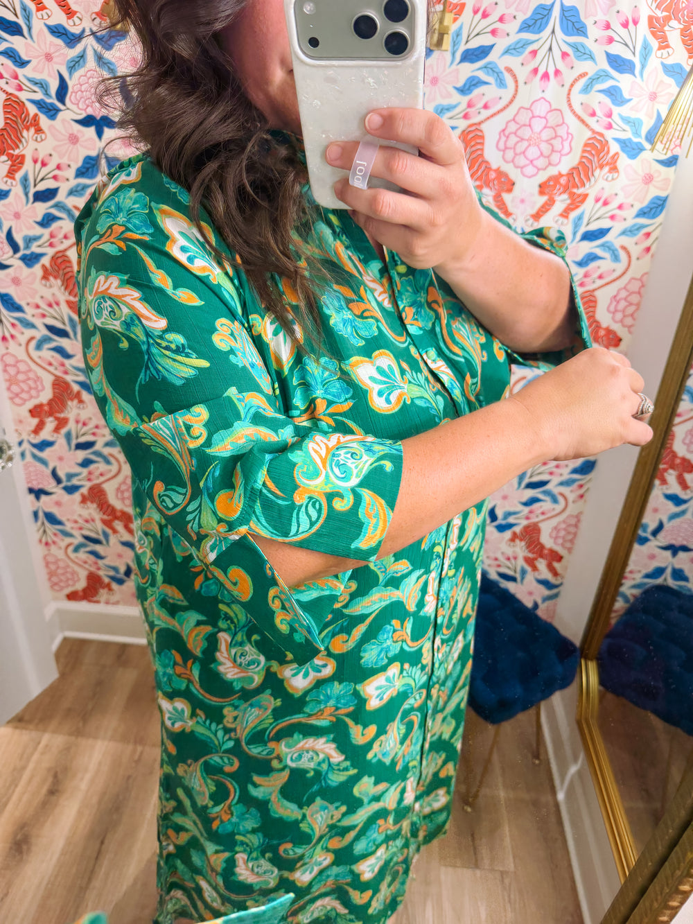 The Rae Lynn Paisley Button Front Maxi Dress (XL-2X)