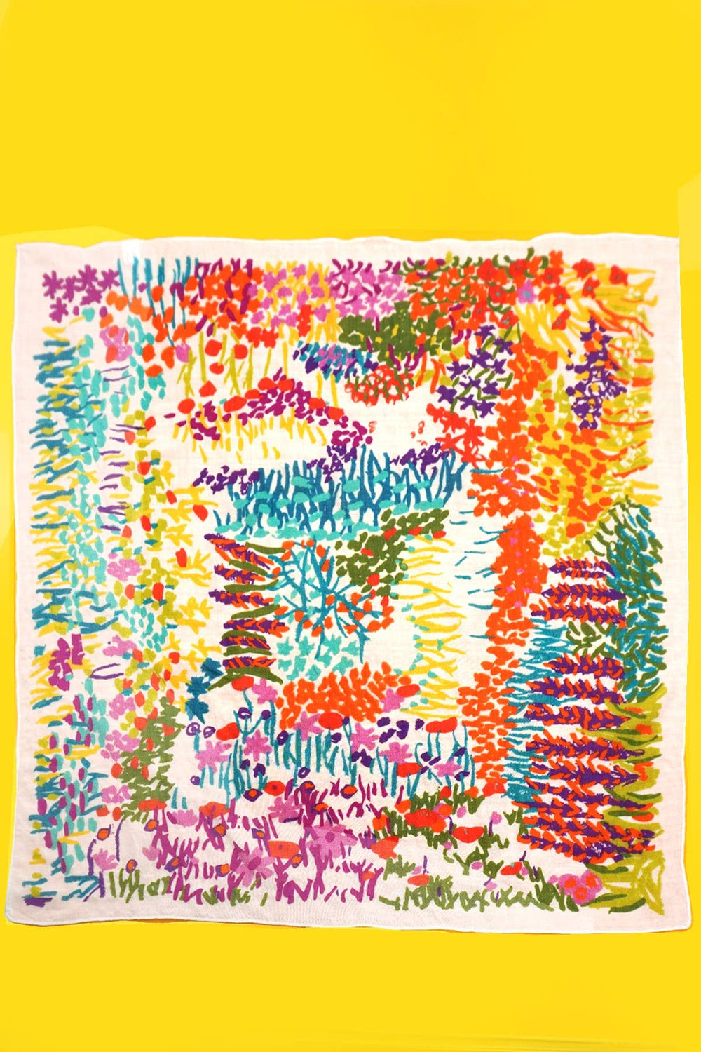 Bright Floral Printed Cotton Scarf