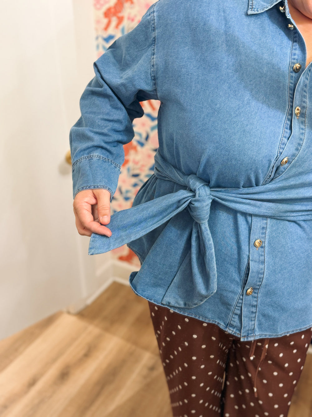 The Ginger Denim Long Sleeve Top (XL-2X)