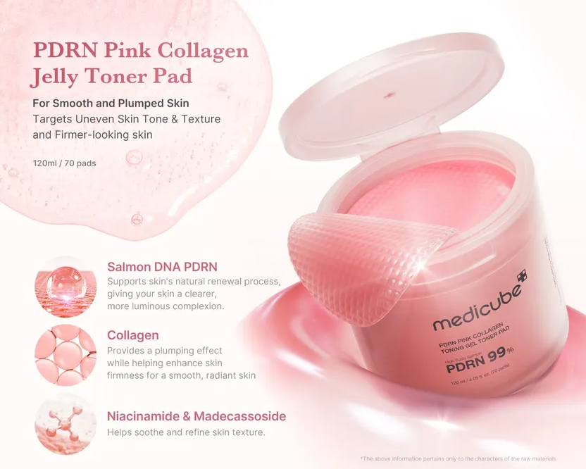 PDRN Pink Collagen Toning Gel Toner Pad by Medicube