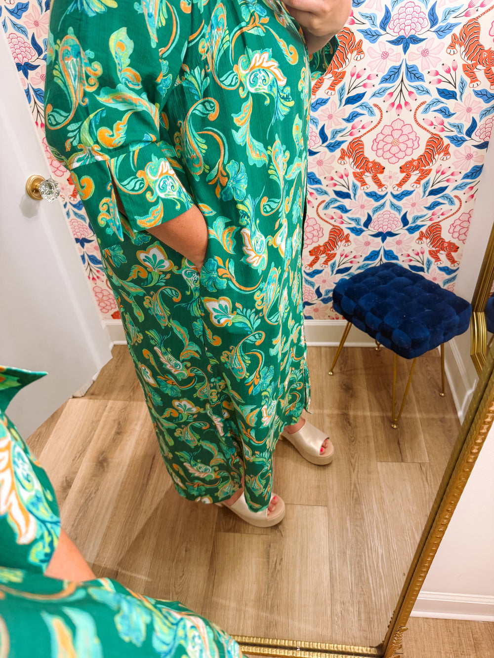 The Rae Lynn Paisley Button Front Maxi Dress (XL-2X)