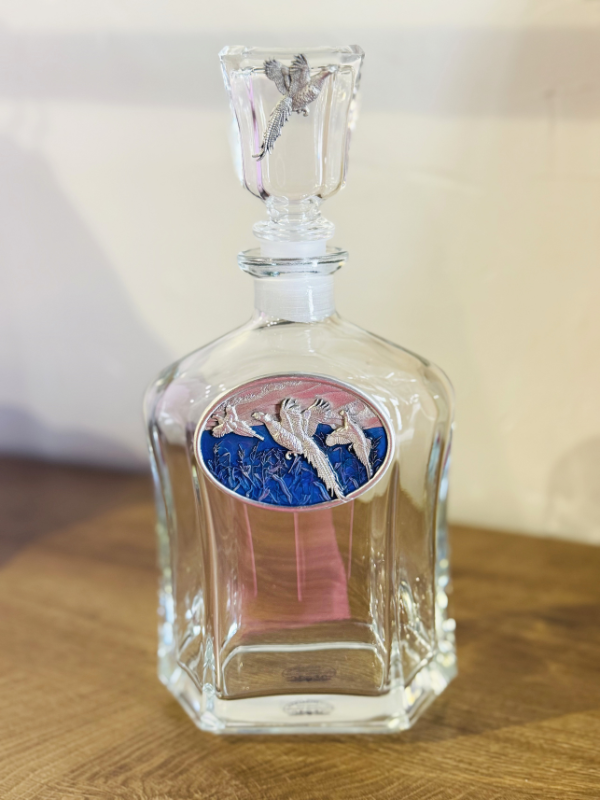 pheasant decanter in blue