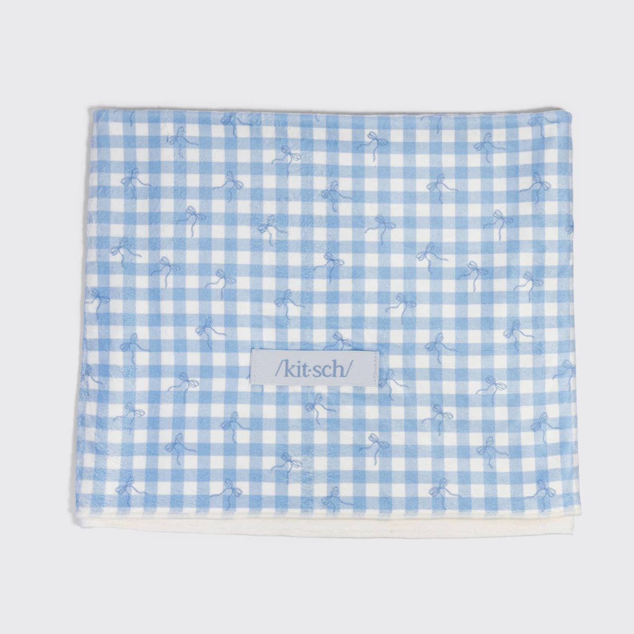 XL Hair Towel Wrap in Gingham Blue By Kitsch