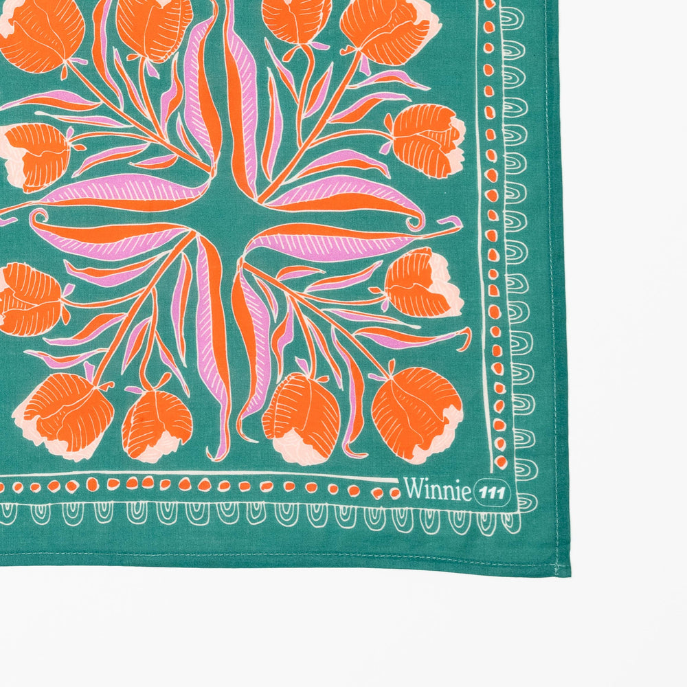 Winnie Teal & Orange Floral Bandana