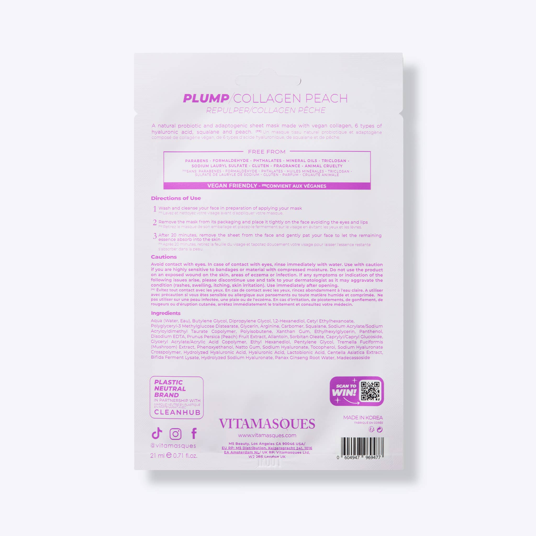 Plump Collagen Peach Face Sheet Mask