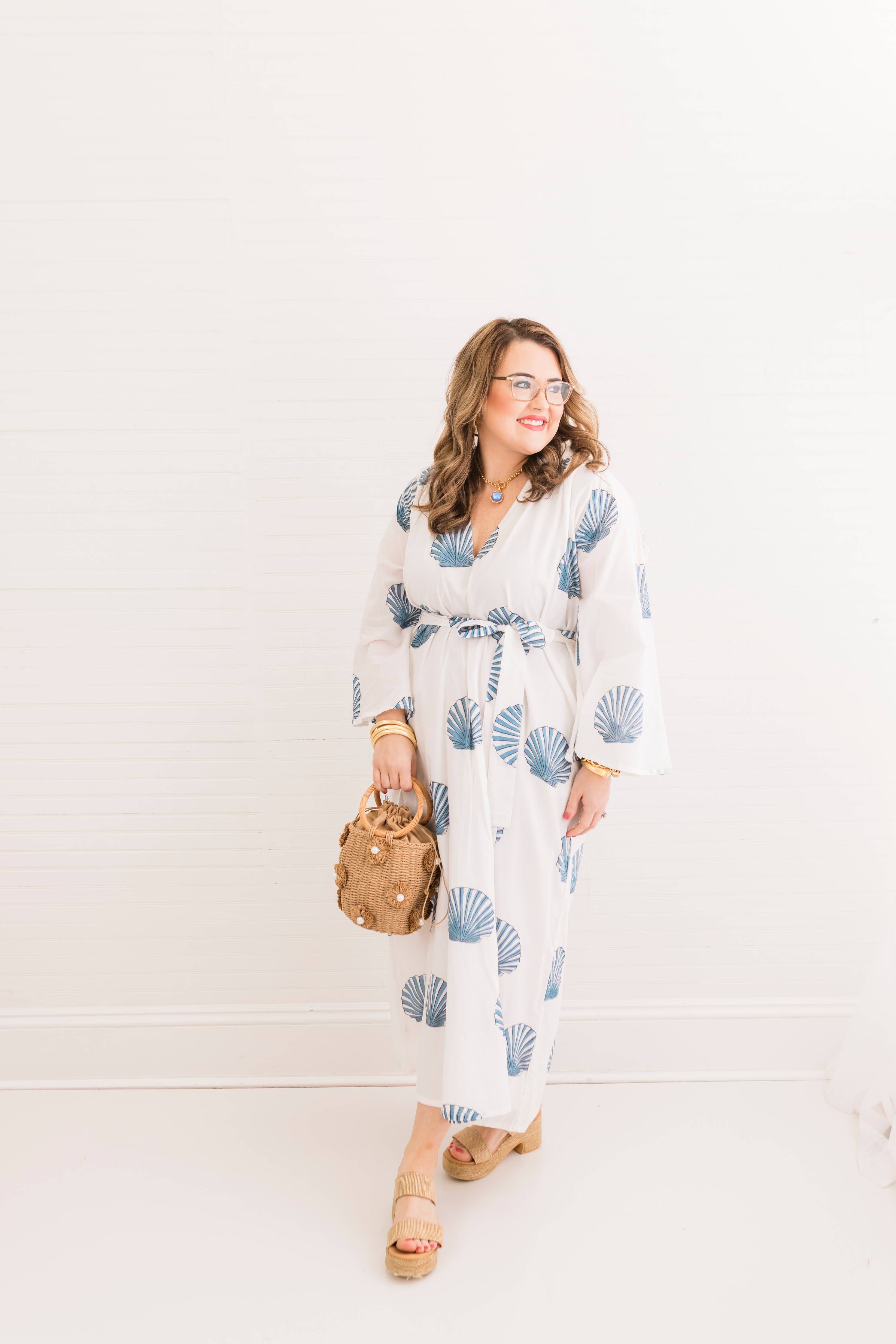 Sanibel Navy Shell Caftan Dress By Heart of Grace