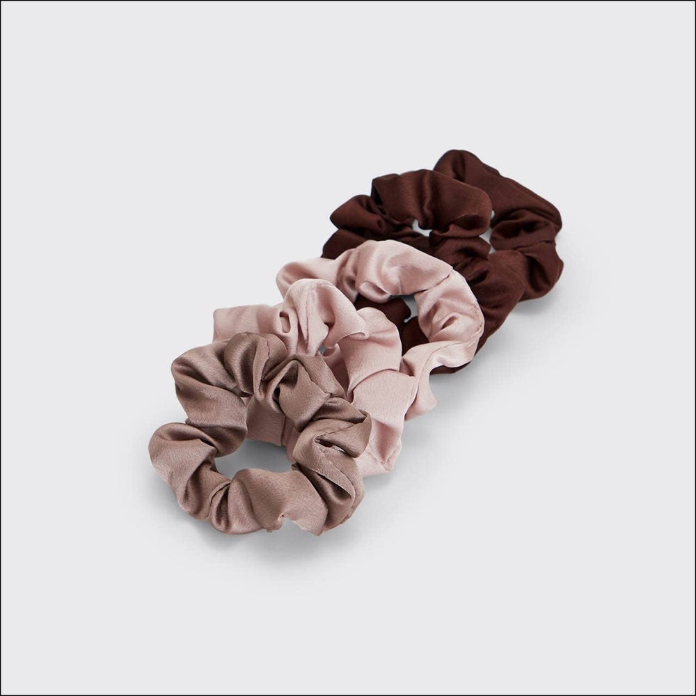 5 Piece Satin Scrunchies in Cameo by Kitsch