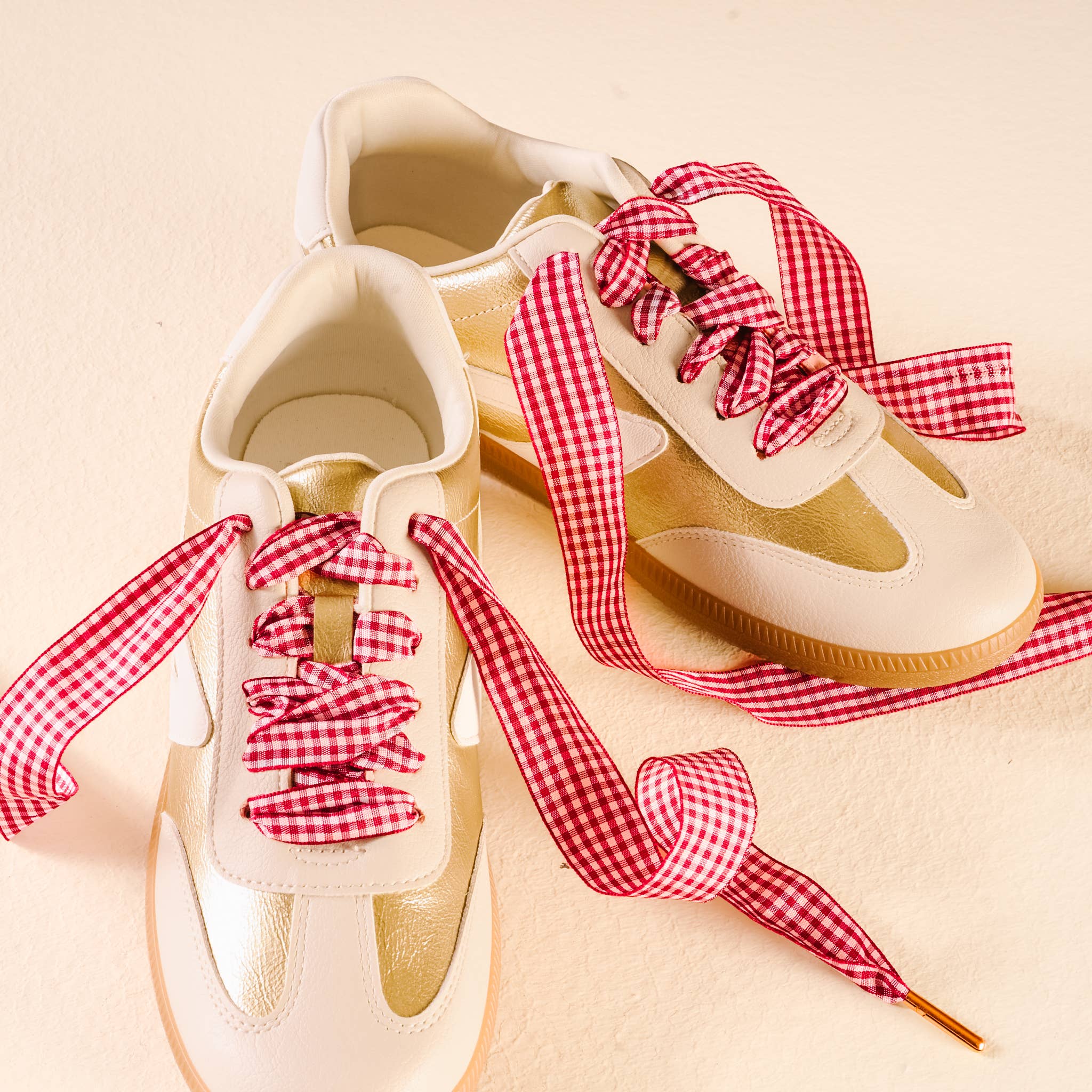 Step It Up Shoelaces in Gingham Red