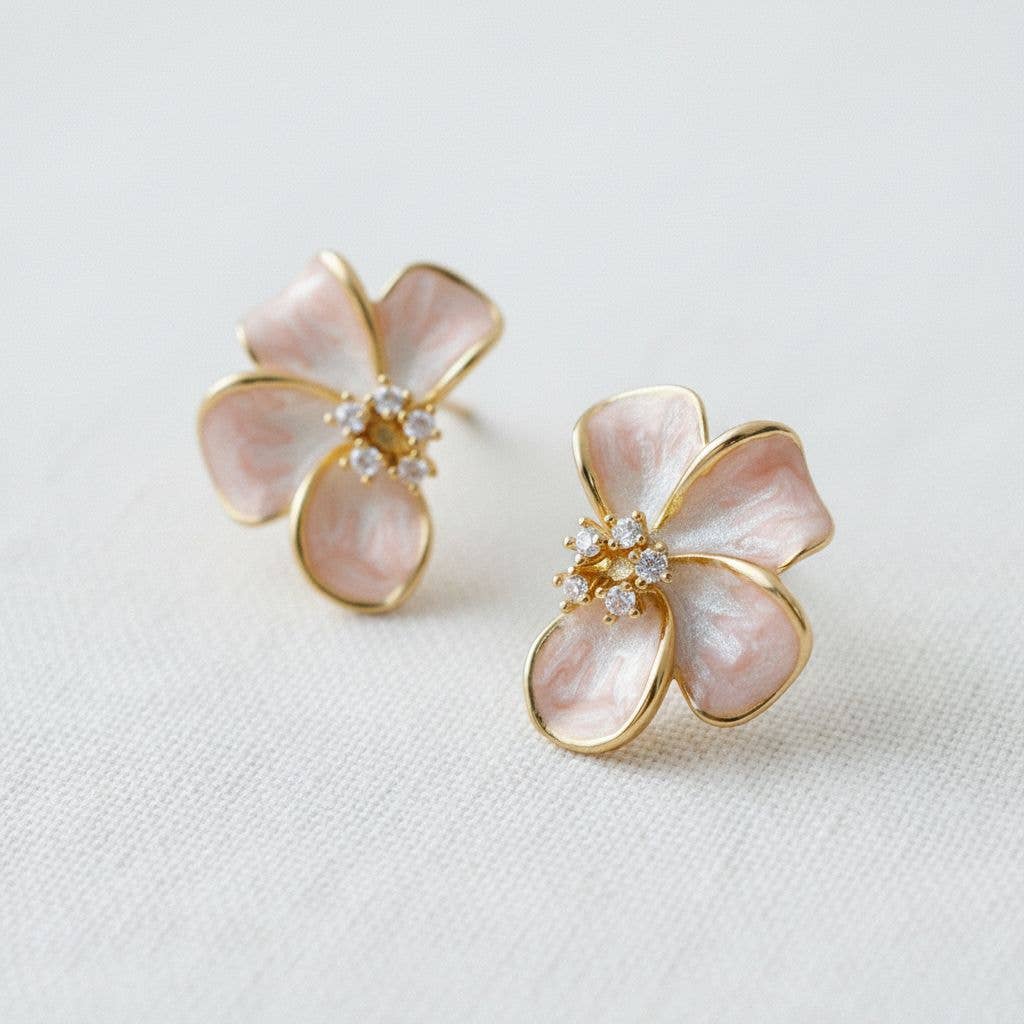 Floral Drop Earrings with Sparkling Accents