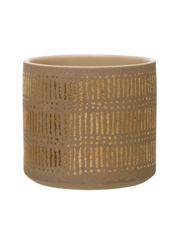 Large Gold Art Stoneware Pot