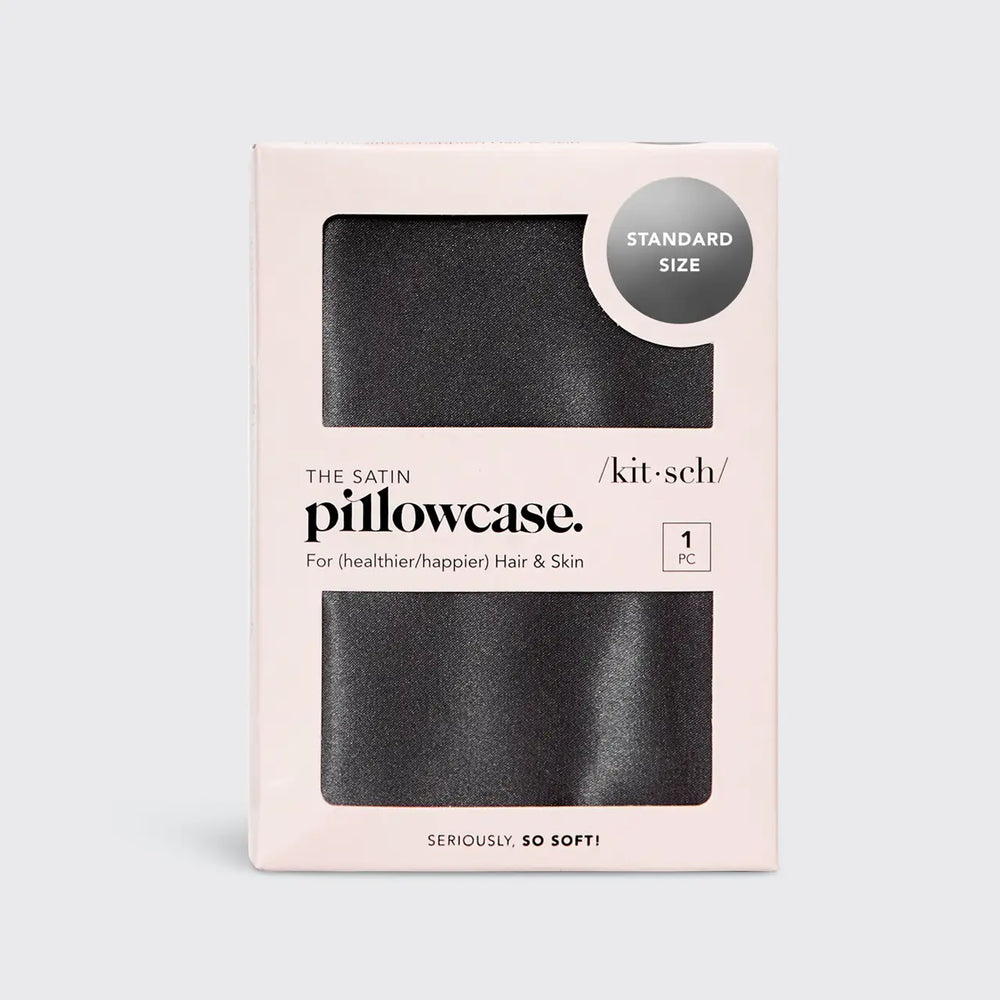 Charcoal Standard Satin Pillow Case by Kitsch