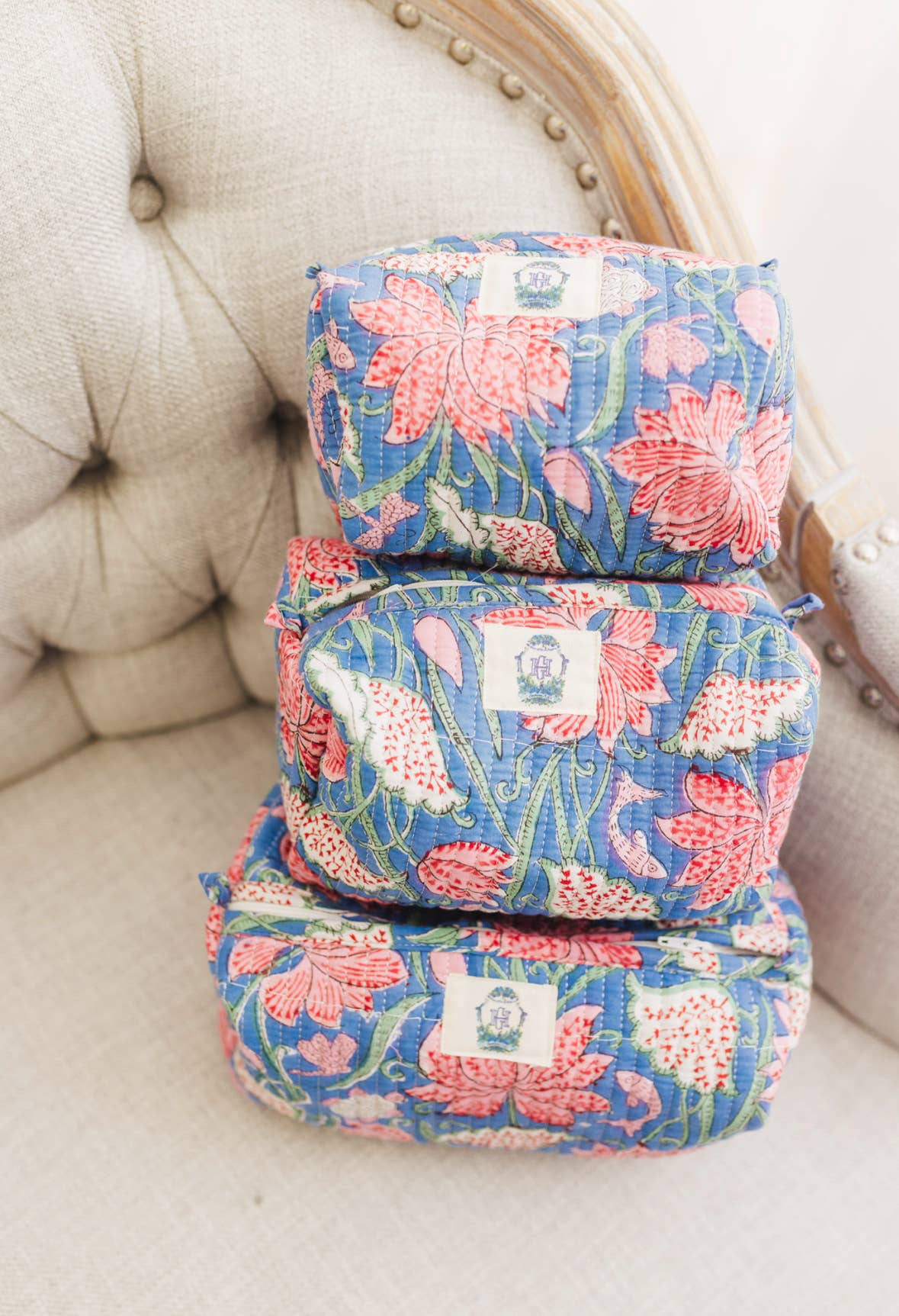 Seascape-Quilted Cosmetic Bags-set of 3