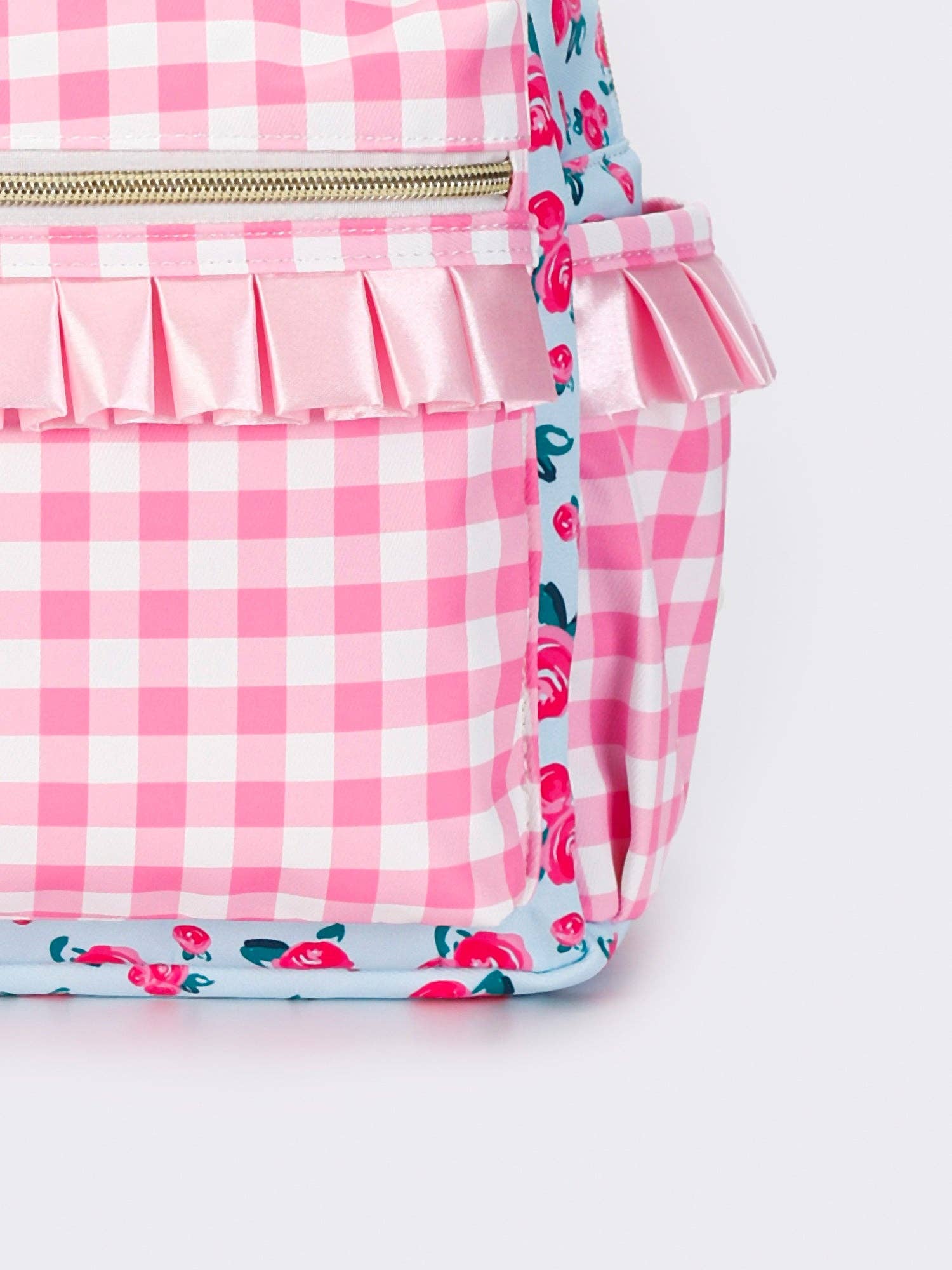 Girl's Pink Gingham & Rose Backpack