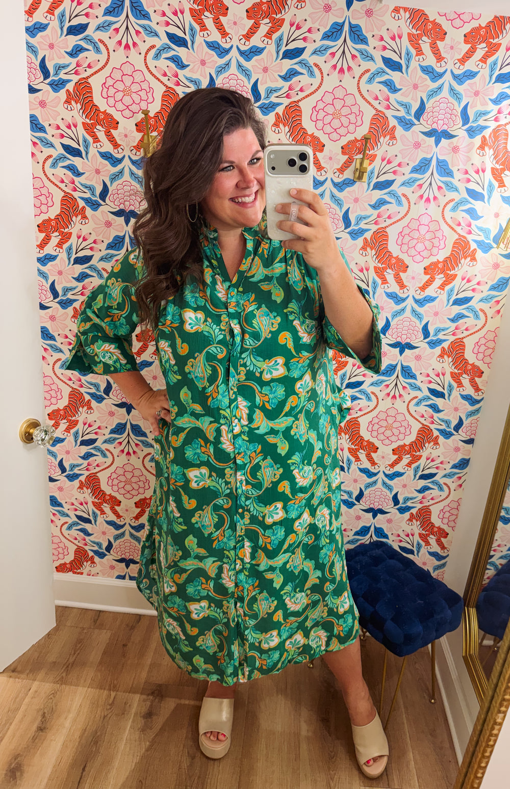 The Rae Lynn Paisley Button Front Maxi Dress (XL-2X)