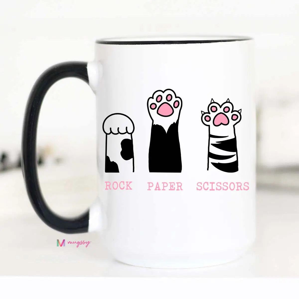 Rock, Paper, Scissors 15oz Cat Mug