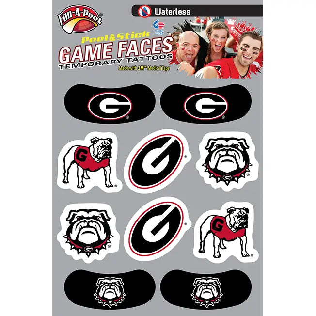 Peel and Stick Georgia Game Faces Temporary Tattoos