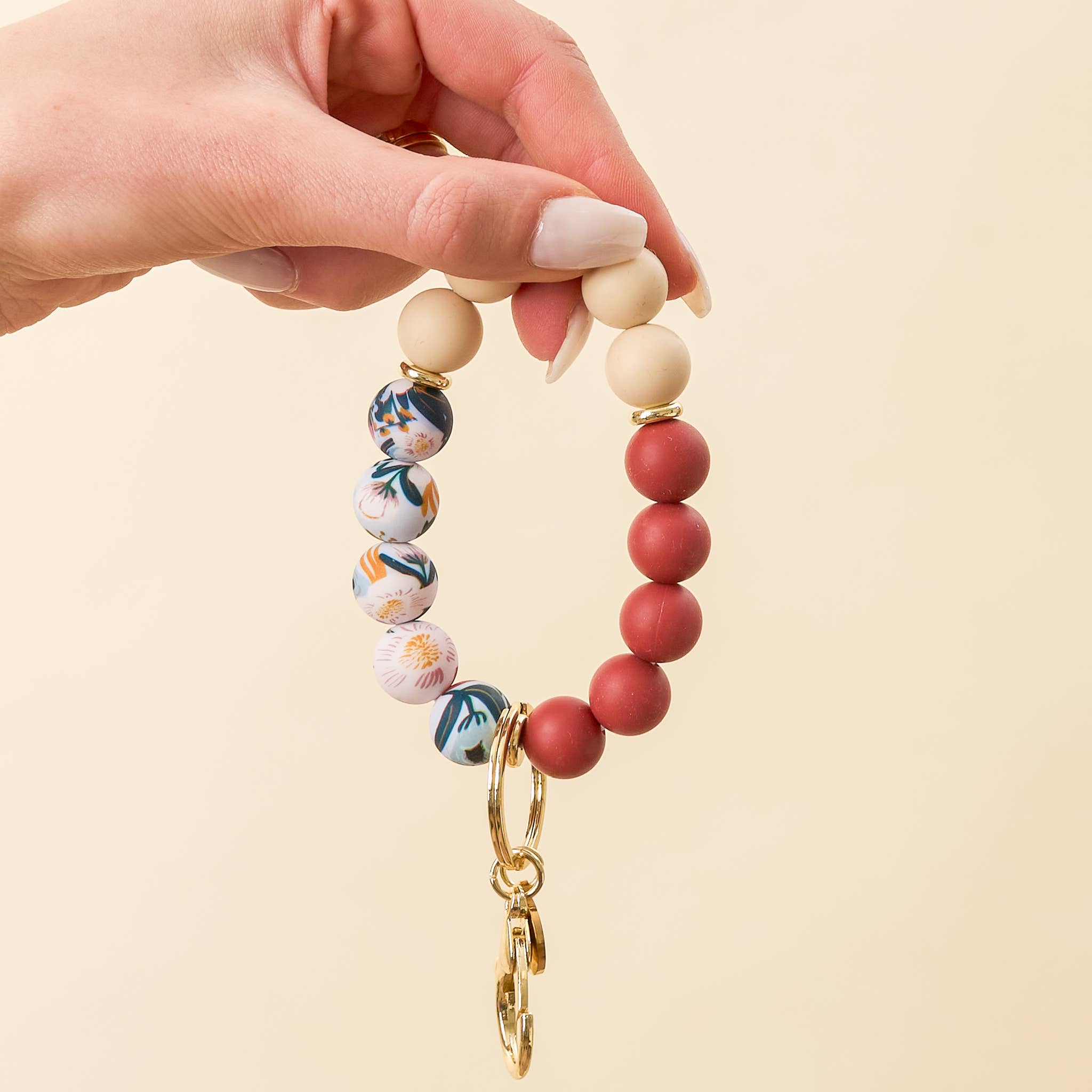 Neutral Flora Hands-Free Keychain Wristlet