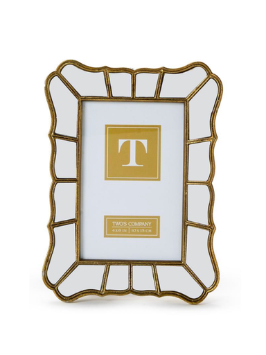 4x6 Heirloom Gold Mirror Scalloped Photo Frame Chic Decor 