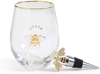 Queen Bee Wine Glass & Wine Stopper
