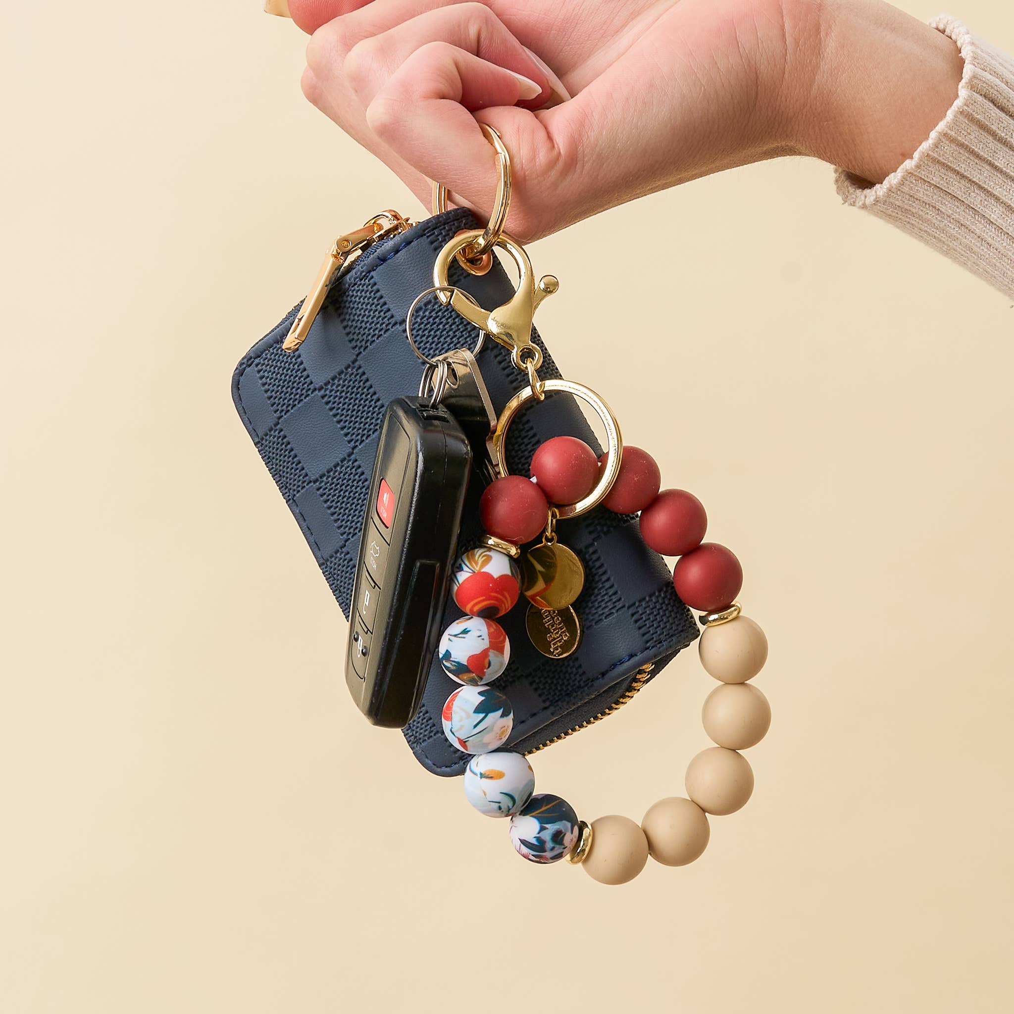 Neutral Flora Hands-Free Keychain Wristlet