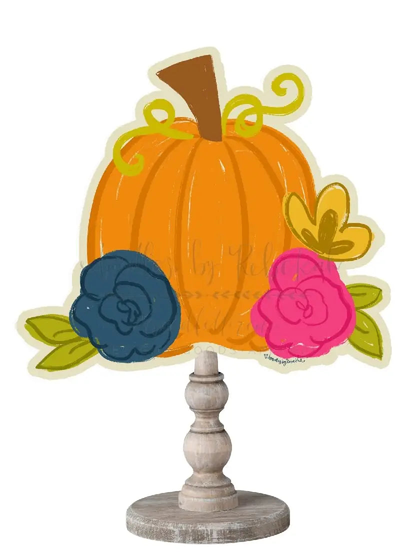 Navy Floral Pumpkin Topper