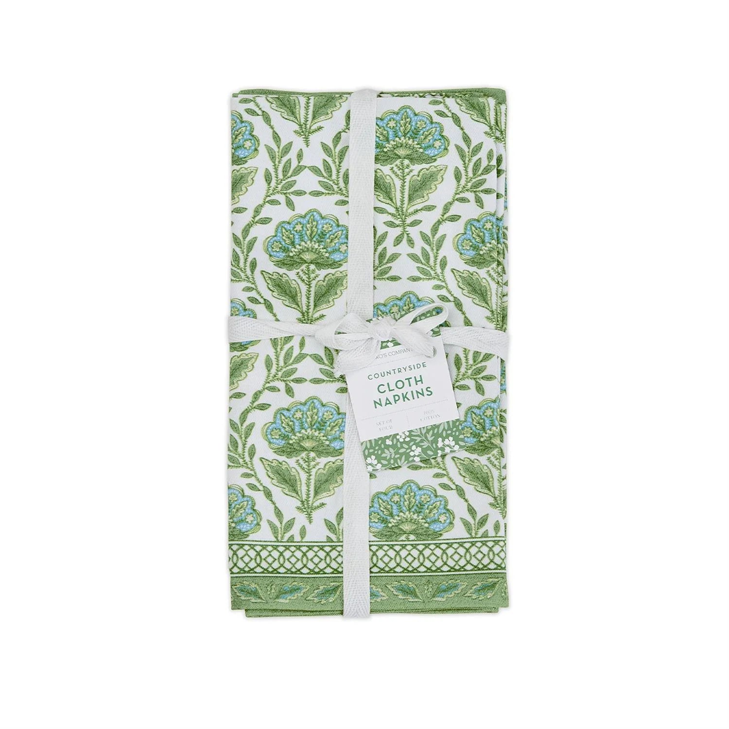 Marley & Luke Wedding Registry - Green Patterned Countryside Cloth Napkins by Two’s Company