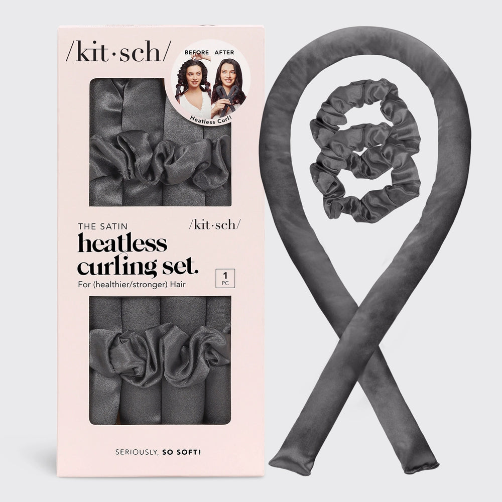Charcoal Satin Heatless Curling Set by Kitsch