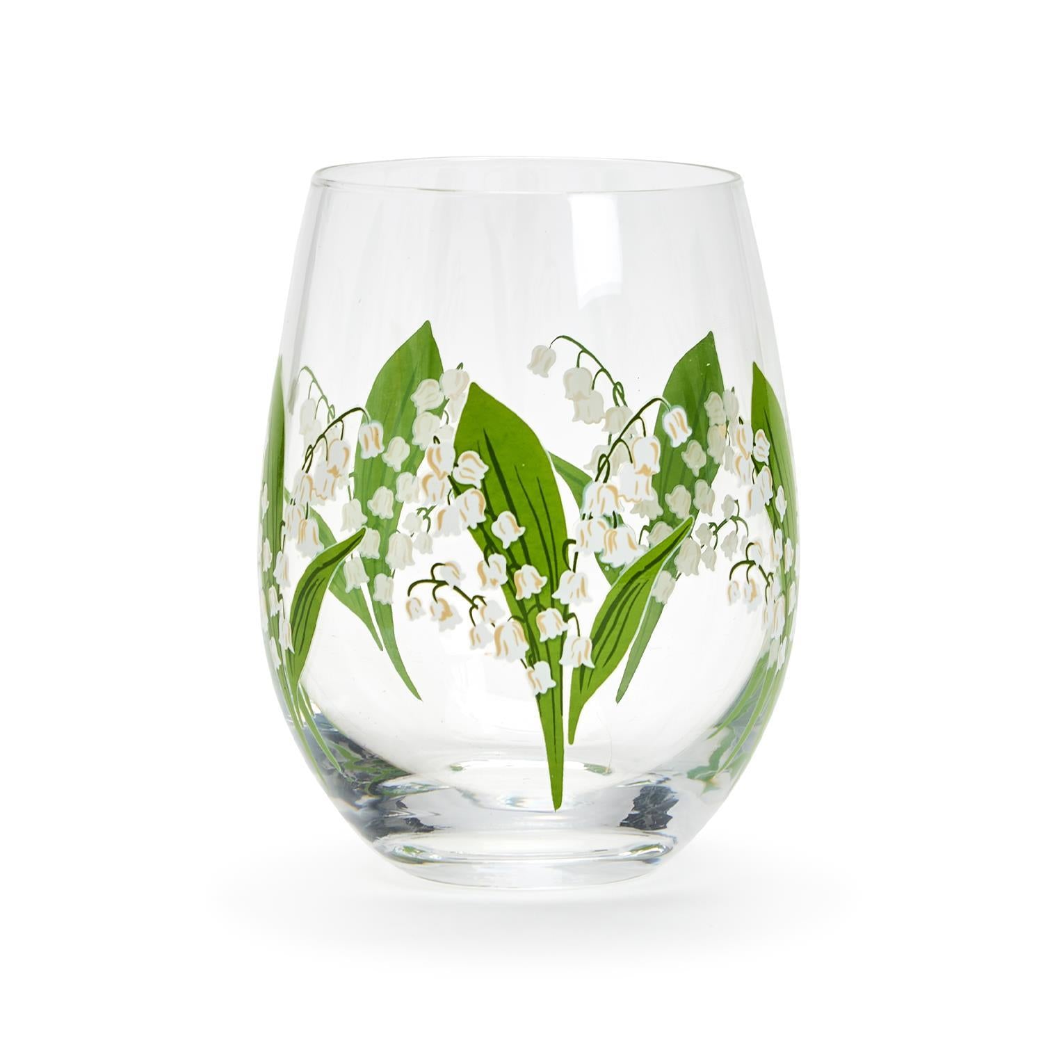 Lily Of The Valley Stemless Wine Glass