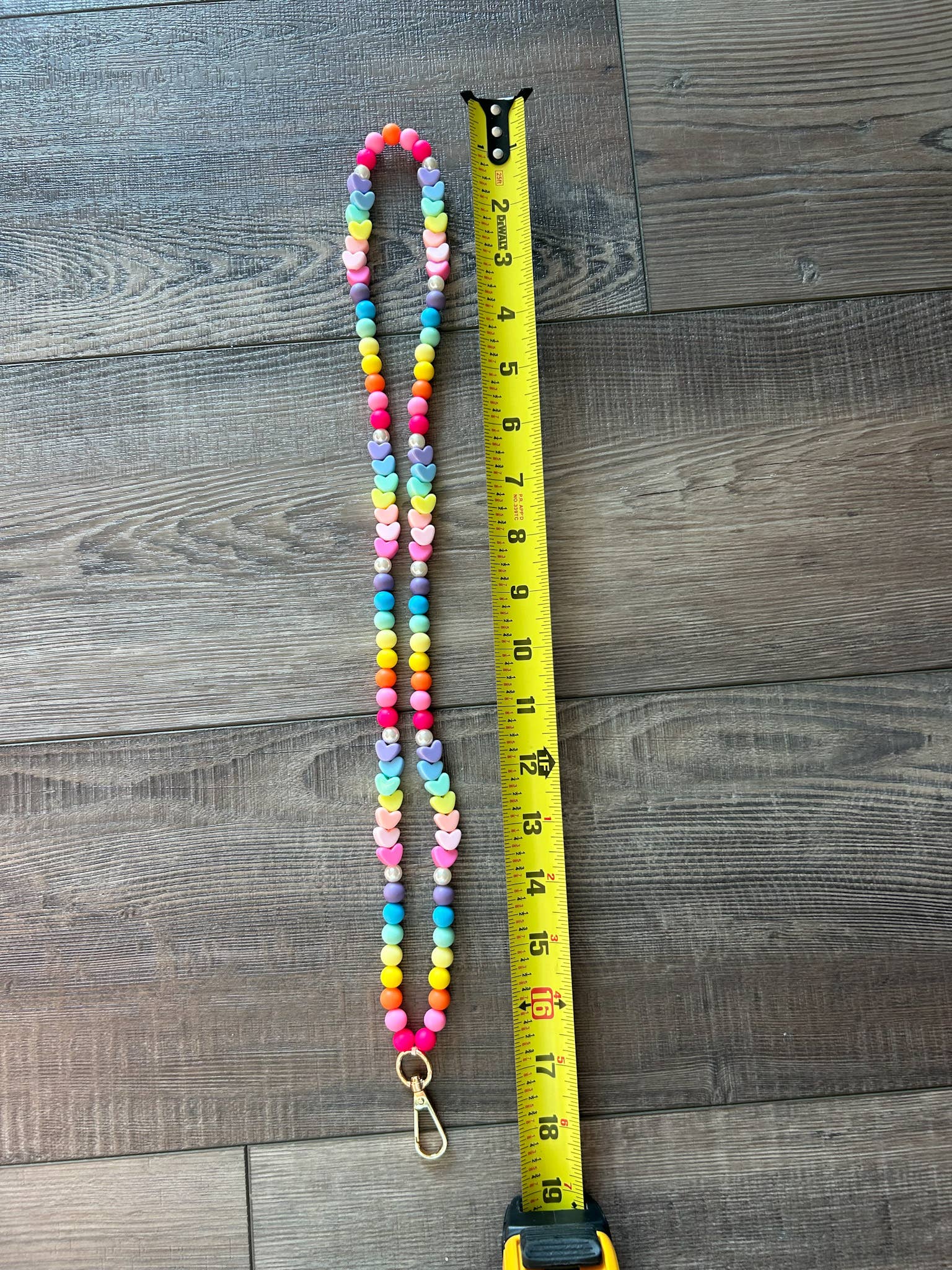 Colorful Beaded Teacher Lanyard with Hearts