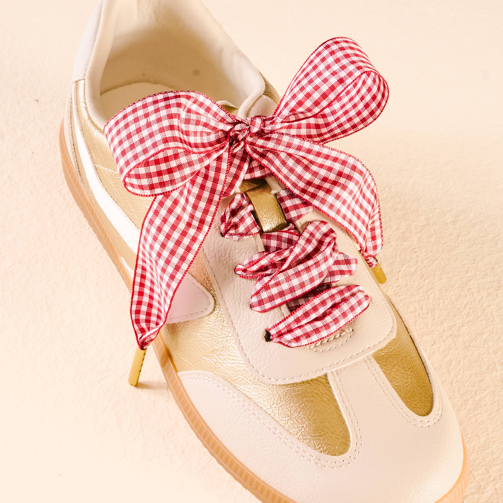 Step It Up Shoelaces in Gingham Red