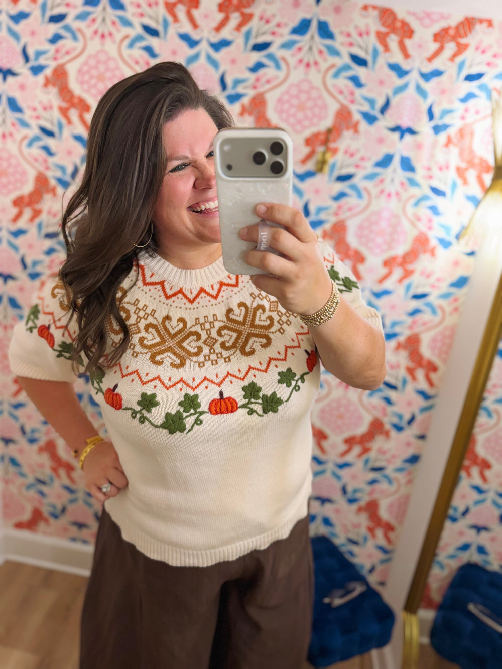 The Saylor Pumpkin Embroidered Sweater (XL-2X)