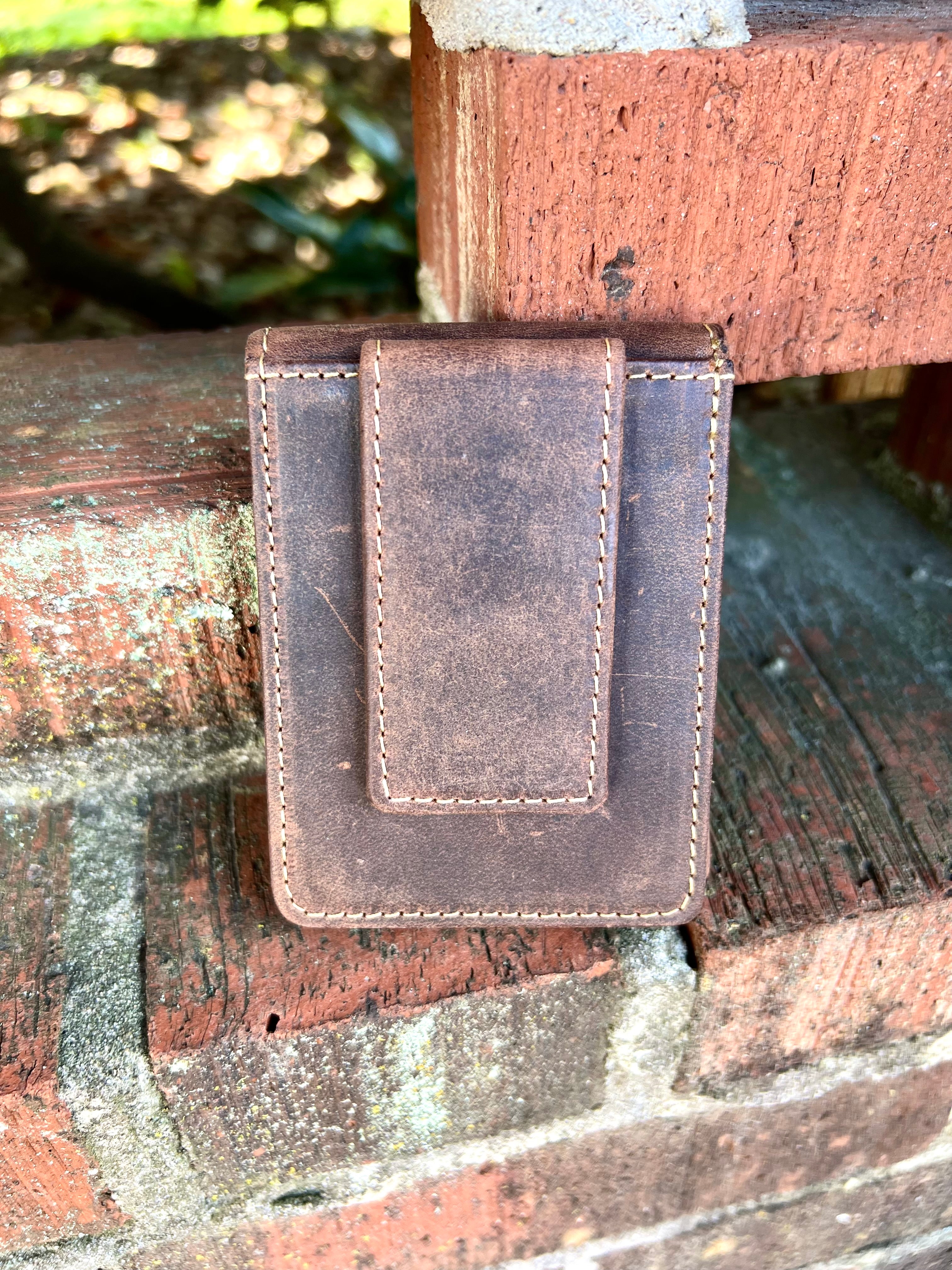 The Bryan Money Clip Genuine Leather Wallet in Honey Brown