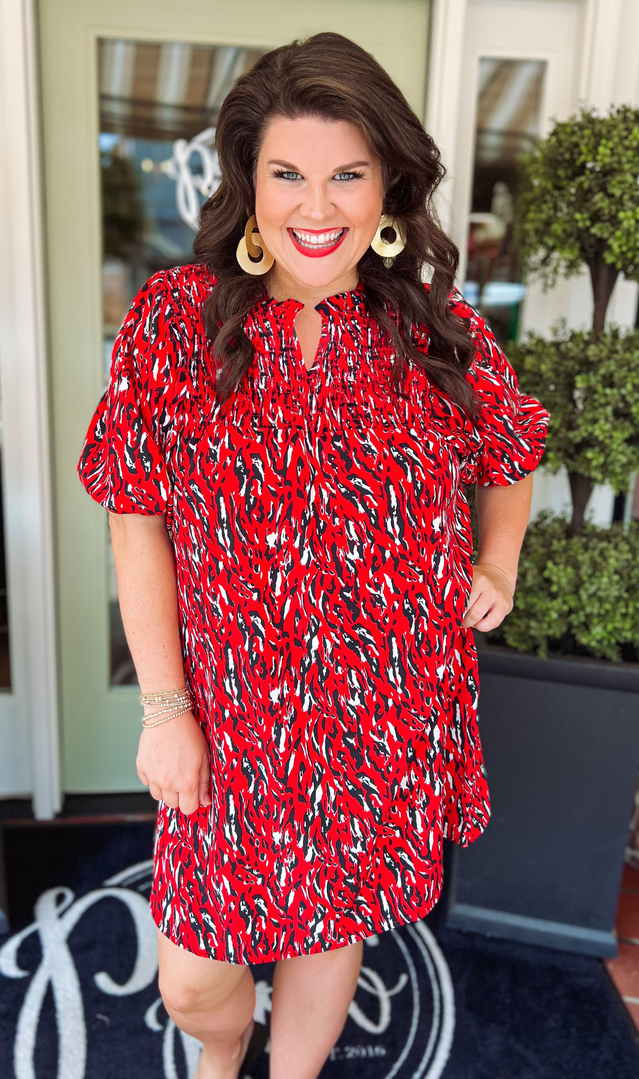 The Amelia Tiger Tail Red and Black Dress