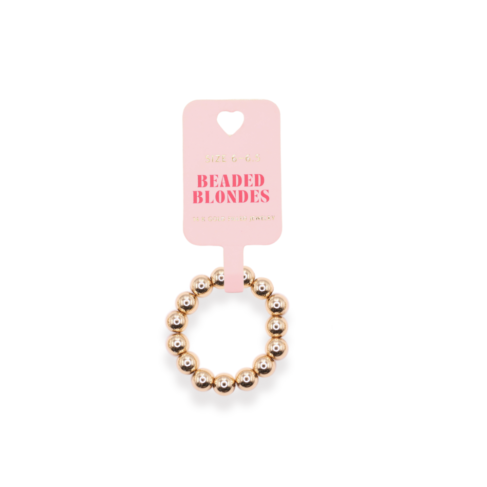 5MM Gold Beaded Ring By Beaded Blonde  stretch