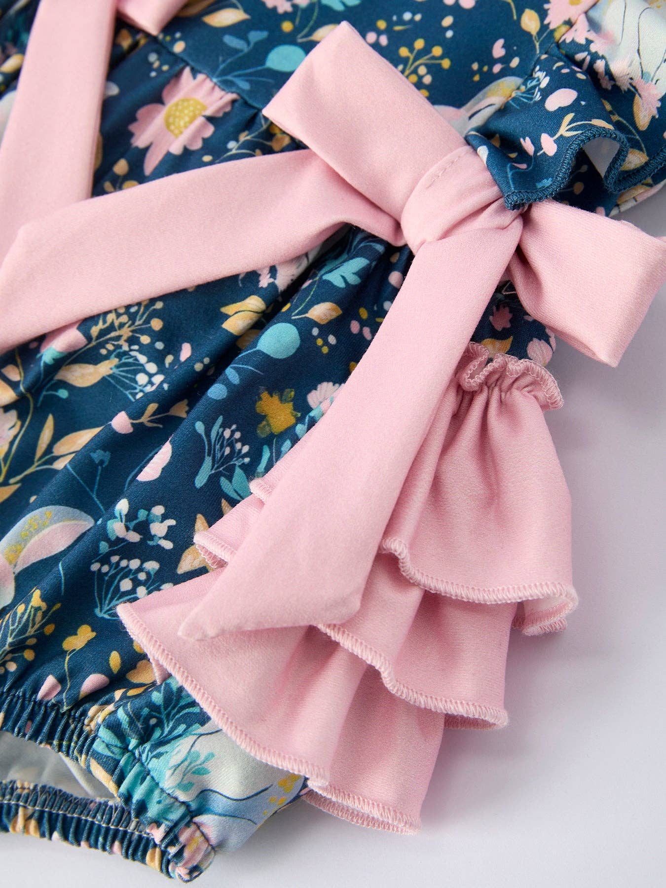 Easter Bunny Garden Ruffle Sleeve Baby Girls Romper