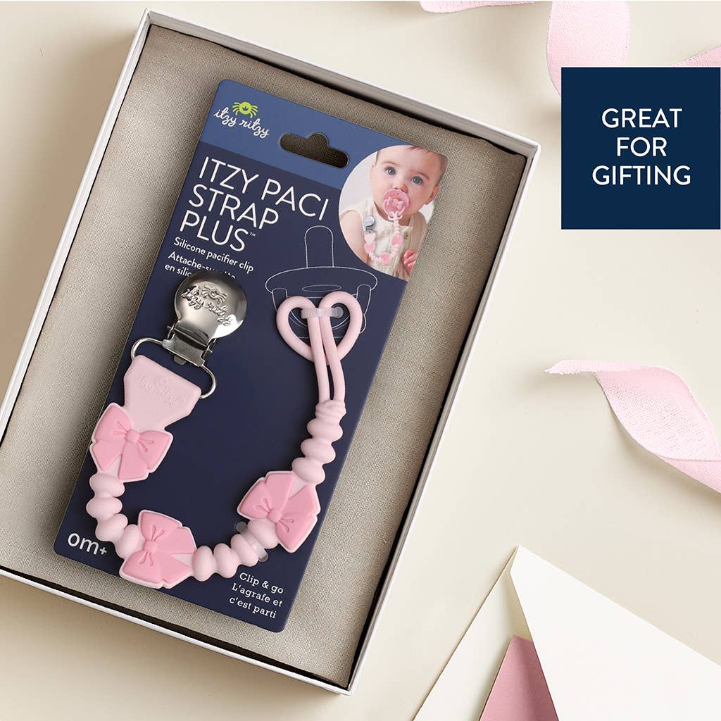 Itzy Paci Strap Plus™: Pink Bows