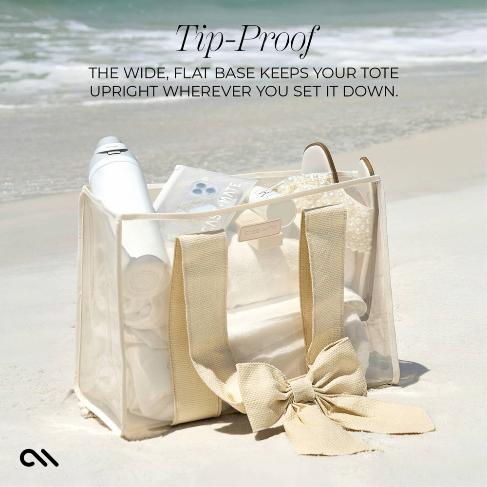 Ecru Raffia Bow Jelly Tote Bag by Case-Mate