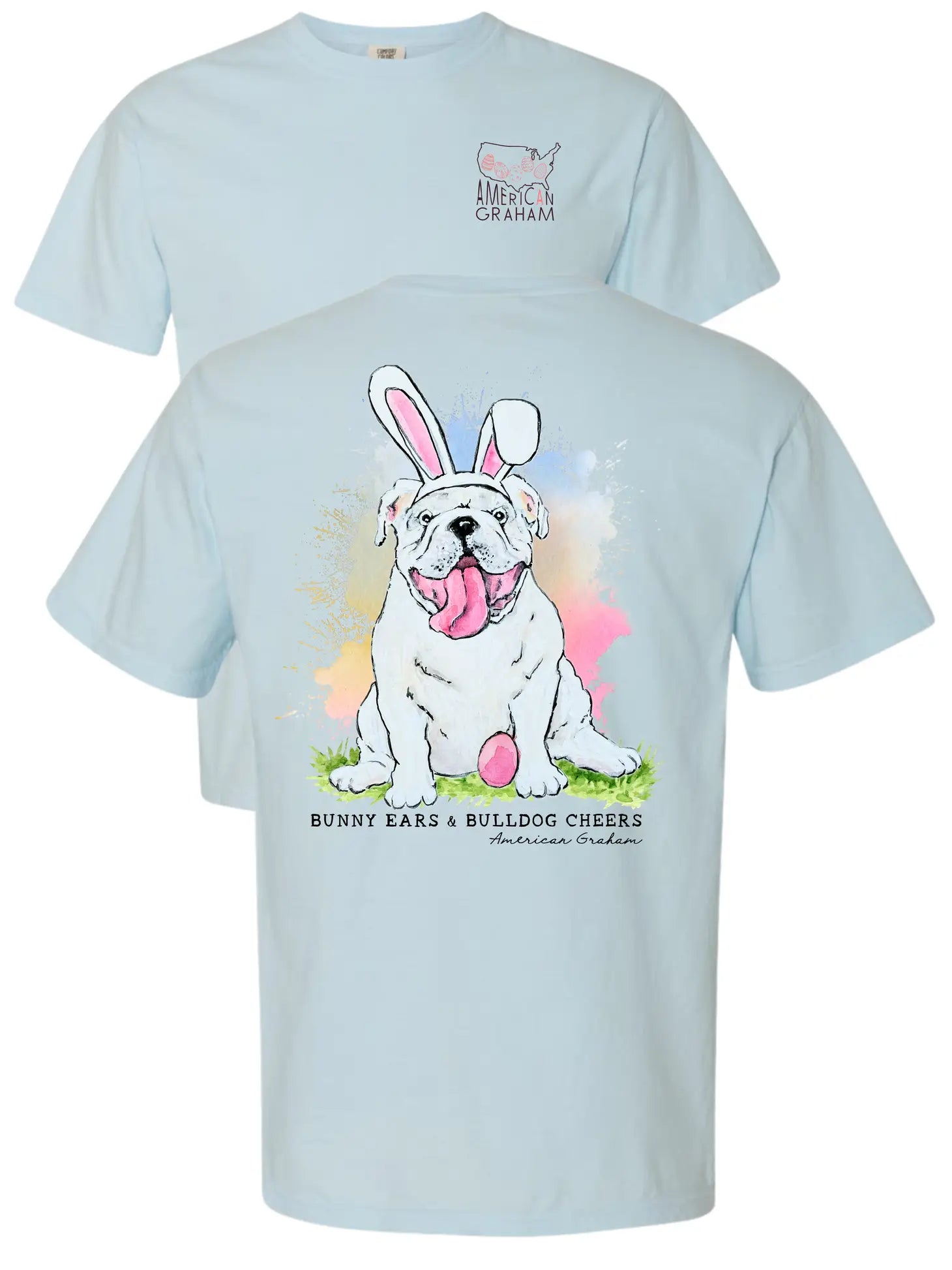Bunny Ears & Bulldog Cheers Easter Tee