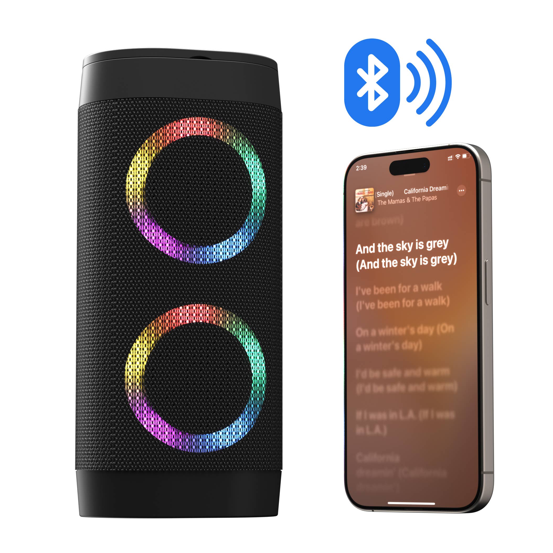 Bluetooth LED Lights Loud Speaker in Black
