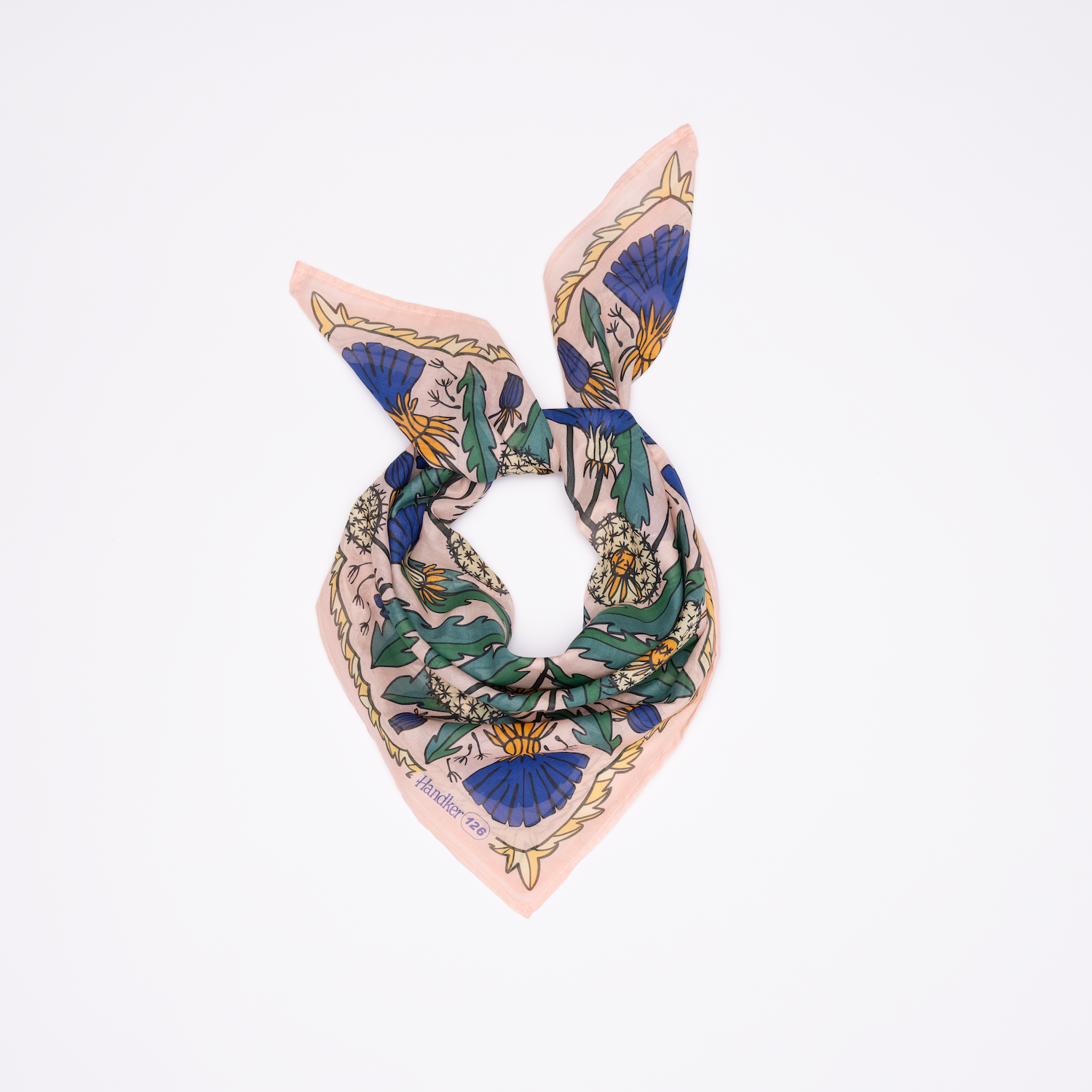 The Dandy Peach & Blue Floral Bandana (34x34)