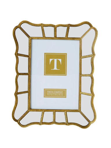 5x7 Heirloom Gold Mirror Scalloped Photo Frame Chic Decor