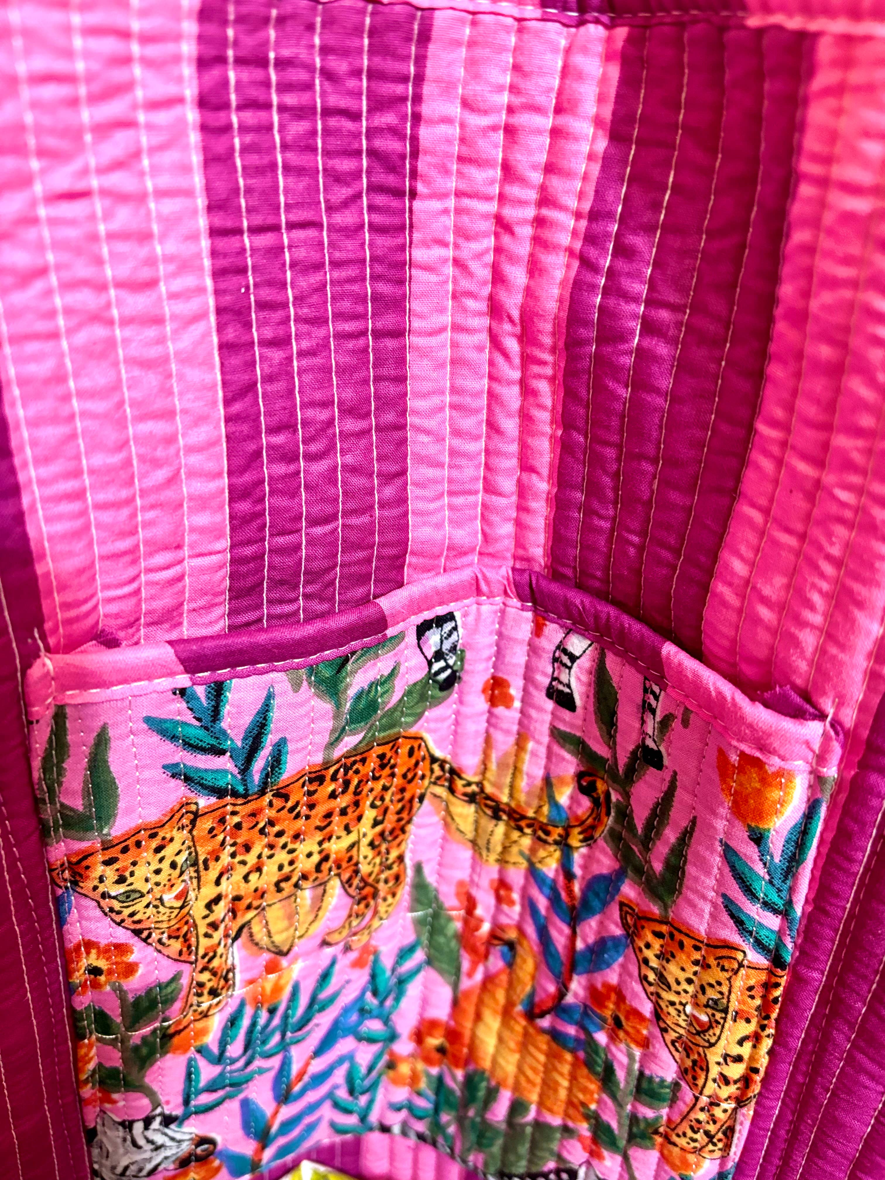 Safari Days Striped Lavender Quilted Tote Bag