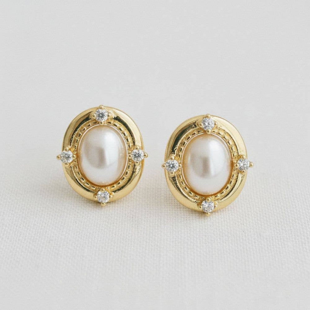 Pearl and Zirconia Drop Earrings