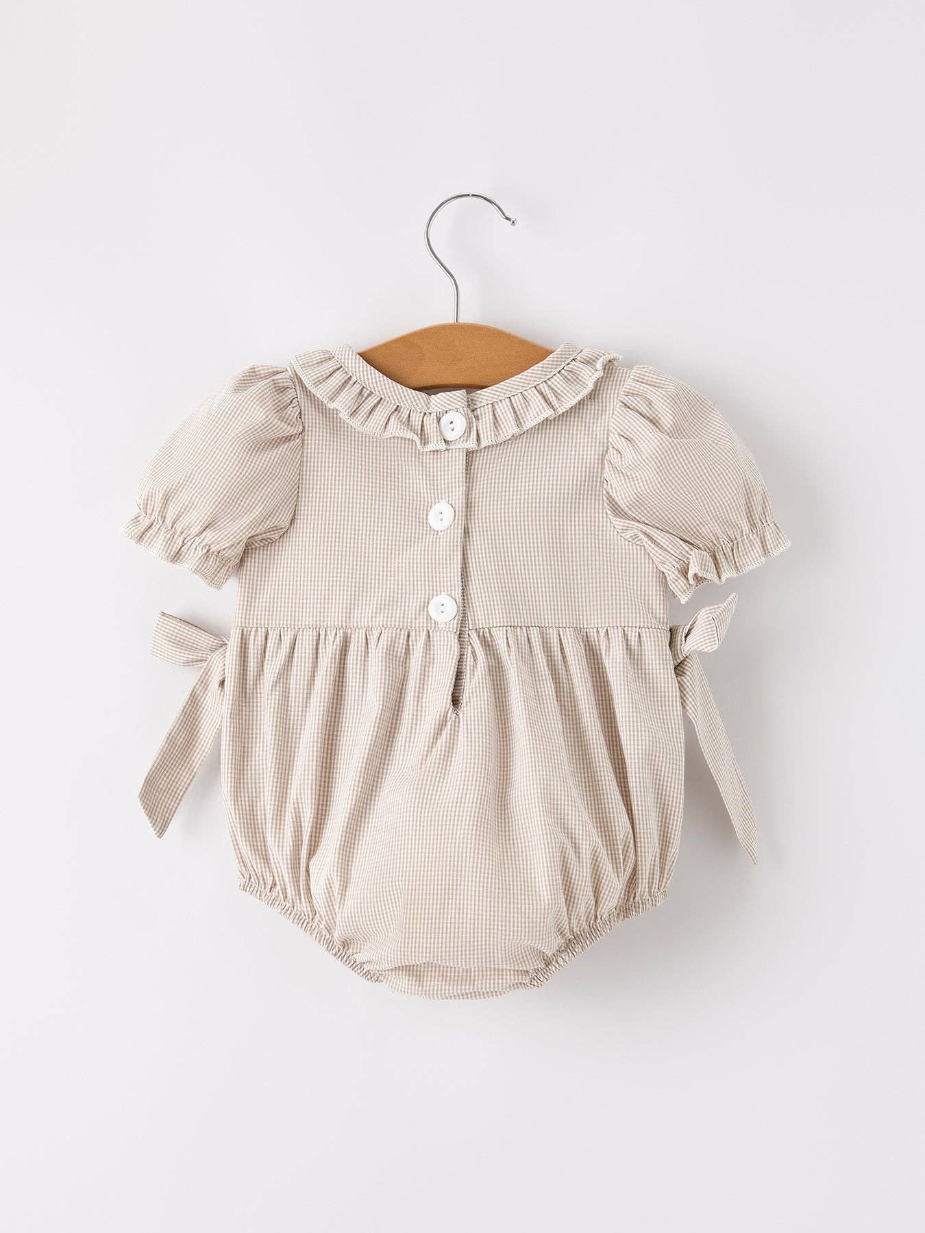 Fall Smocked Plaid Baby Girl Romper