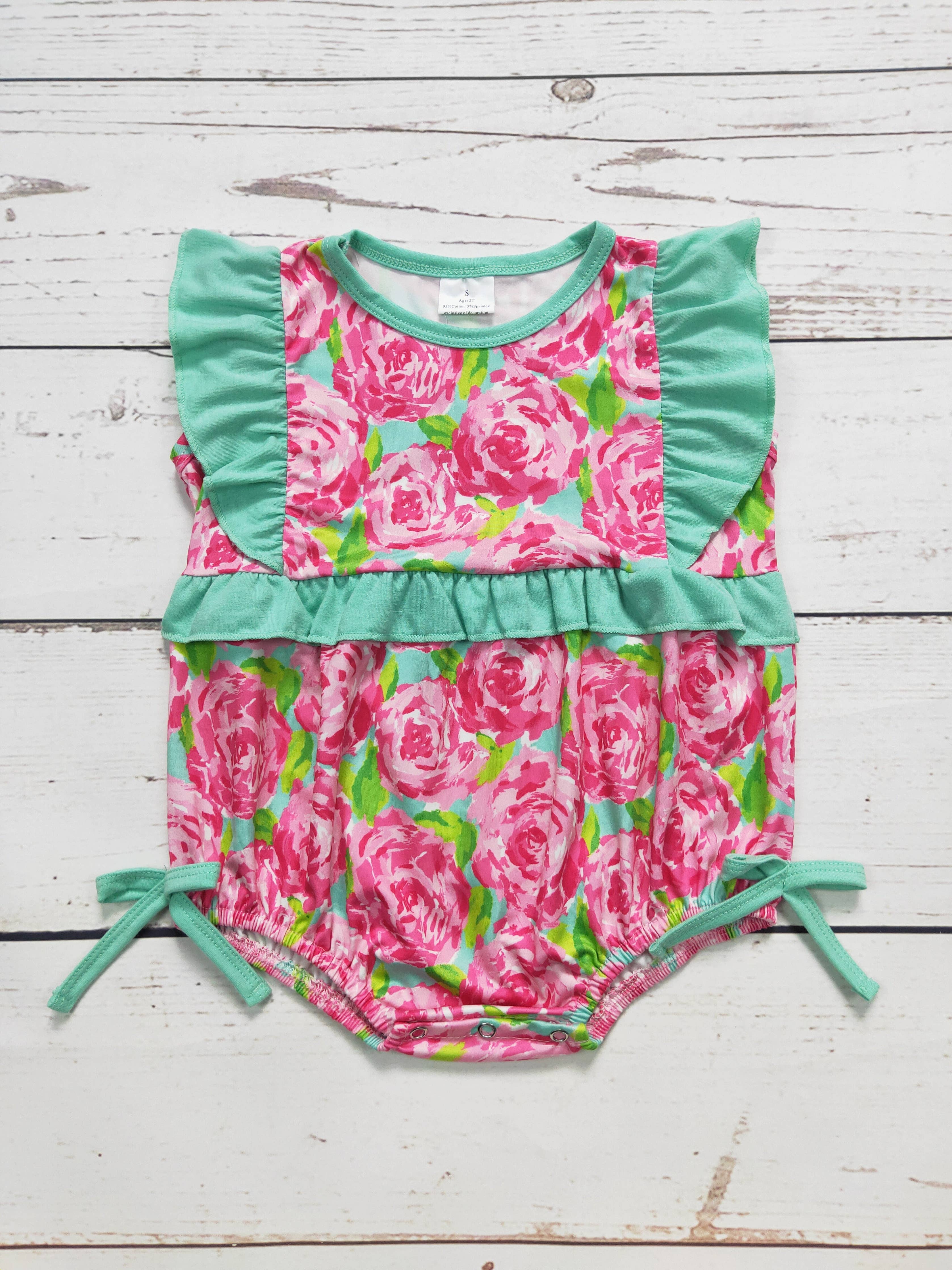 Pink and Teal Flower Printed Bubble