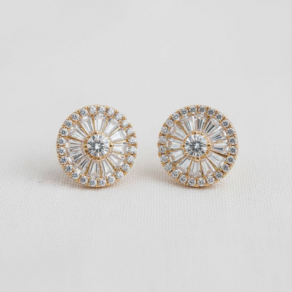 Circular Gemstone Stud Earrings